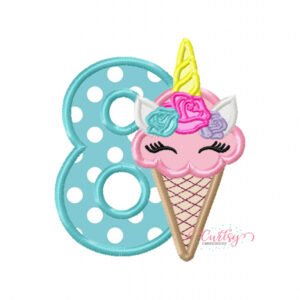 8 Unicorn Ice Cream Applique