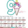 9 Unicorn Ice Cream Cone Applique MAP