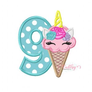 9 Unicorn Ice Cream Applique