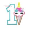 First Birthday Unicorn Ice Cream Cone Applique Design First Birthday Unicorn Ice Cream Cone Applique Design