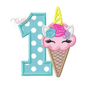 1 Unicorn Ice Cream Applique