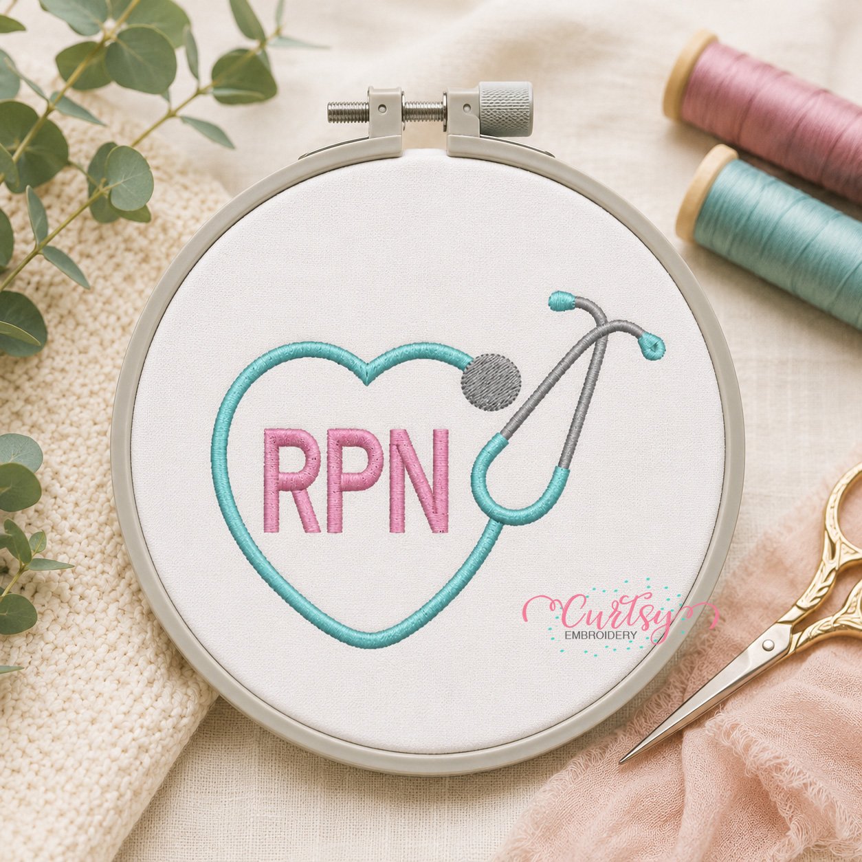 RPN Heart Stethoscope Embroidery Design _ Logo 3
