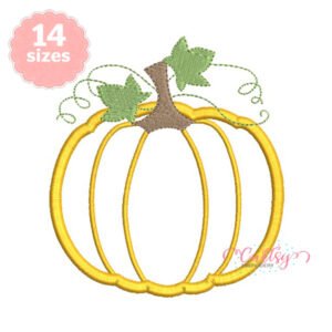 Pumpkin applique embroidery design for fall machine embroidery