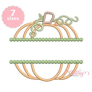 Split pumpkin monogram applique embroidery design for personalized fall projects