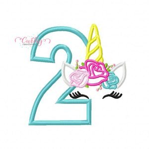 2 Roses Unicorn Applique