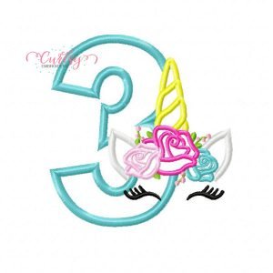 3 Roses Unicorn Applique