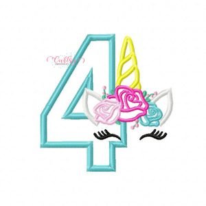 4 Roses Unicorn Applique