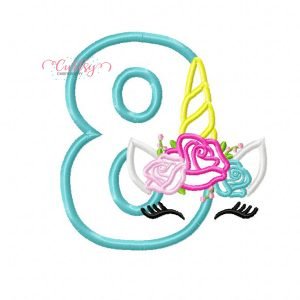 8 Roses Unicorn Applique