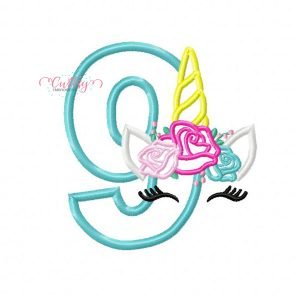 9 Roses Unicorn Applique