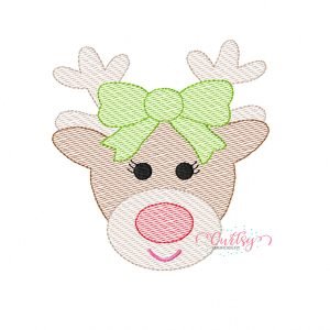 Girl Reindeer Quick Stitch Embroidery