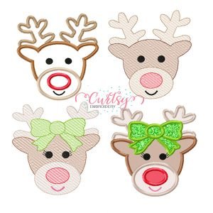 Girl & Boy Reindeer Applique Set