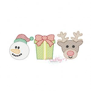 Christmas Trio Boy Reindeer Embroidery