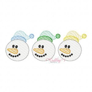 Snowman Trio Sketch Fill Embroidery