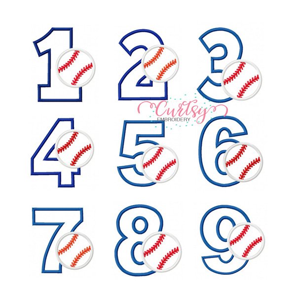 Baseball Birthday Numbers Applique Design Baseball Birthday Numbers Applique Design