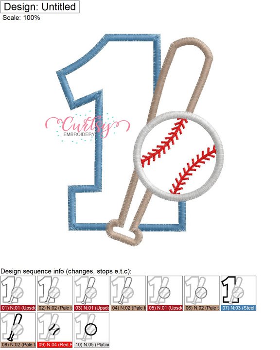 1 Bat and Ball Applique MAP 1 Bat and Ball Applique MAP