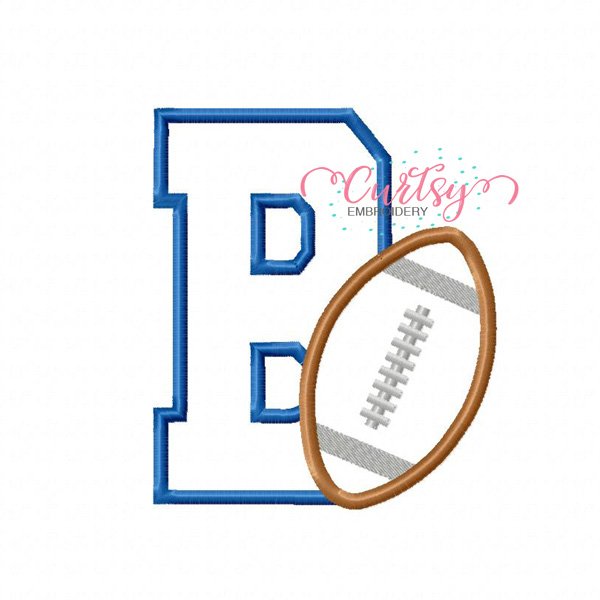 B Football Applique Design