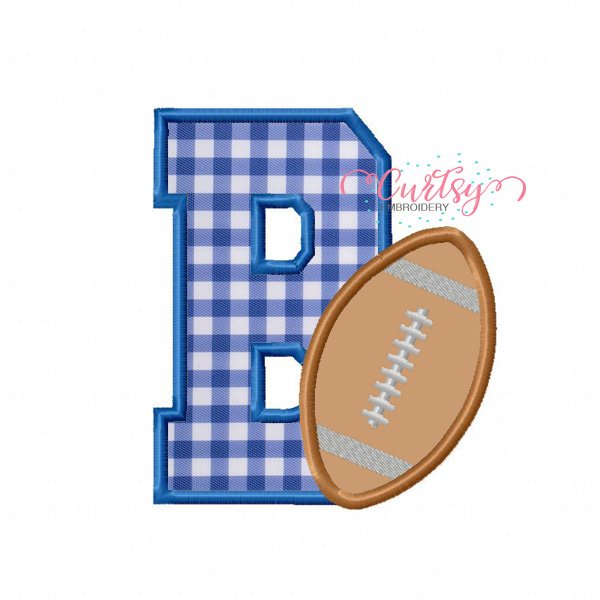 B Football Applique Embroidery Design