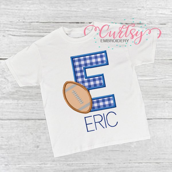 E Football Applique Design Picture 1 E Football Applique Design Picture 1