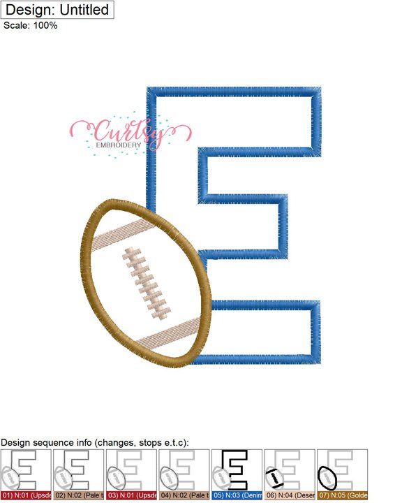 E Football Applique MAP E Football Applique MAP