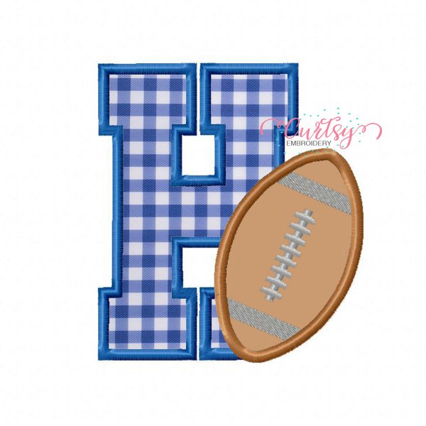 H Football Applique Embroidery Design