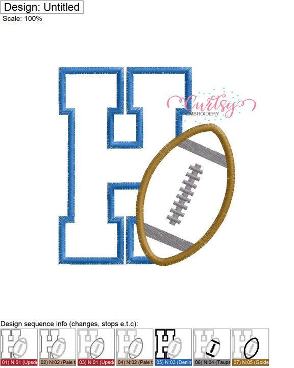 H Football Applique MAP