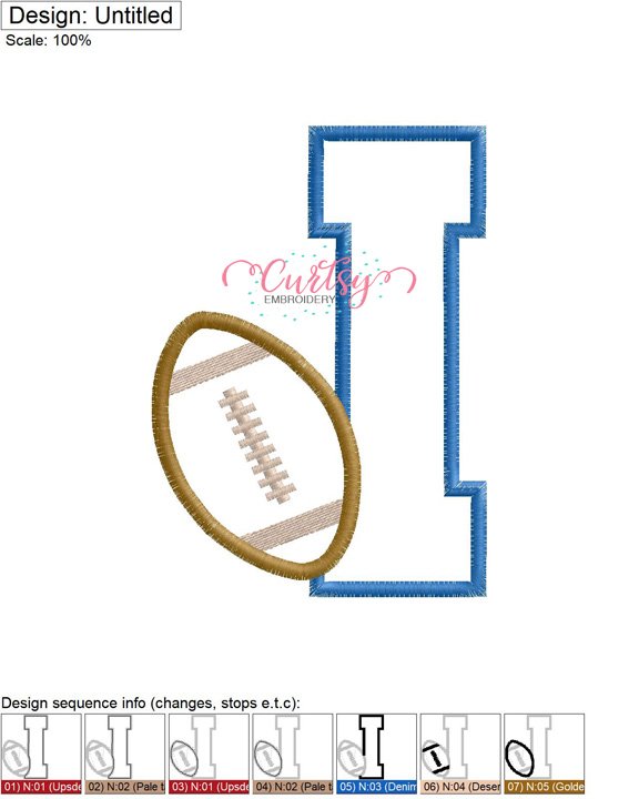 I Football Appliique MAP I Football Appliique MAP