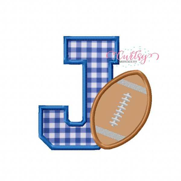 J Football Applique Embroidery Design