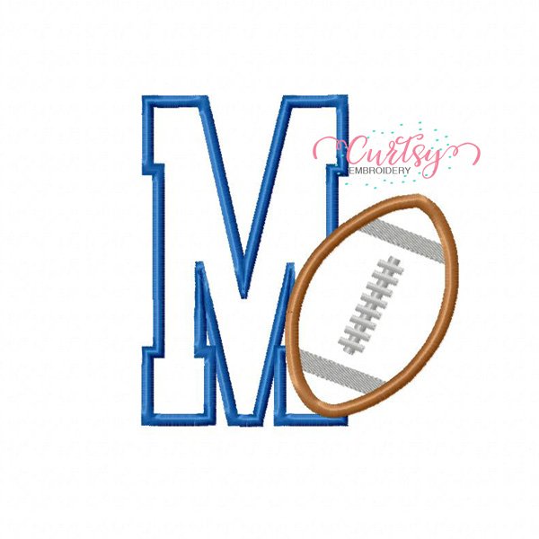 M Football Applique Design M Football Applique Design