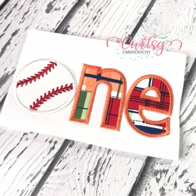 ONE Baseball Applique Picture 1 ONE Baseball Applique Picture 1