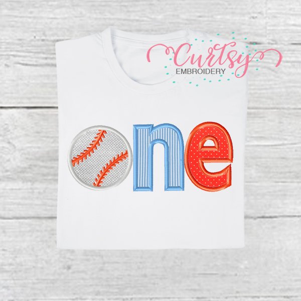 ONE Baseball Applique Picture 2 ONE Baseball Applique Picture 2