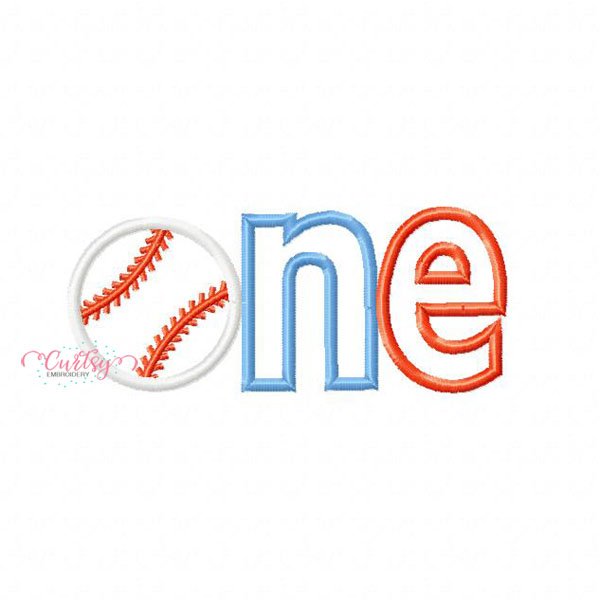 One Baseball Applique Design One Baseball Applique Design