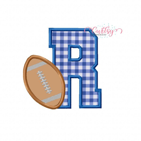 R Football Applique Embroidery Design