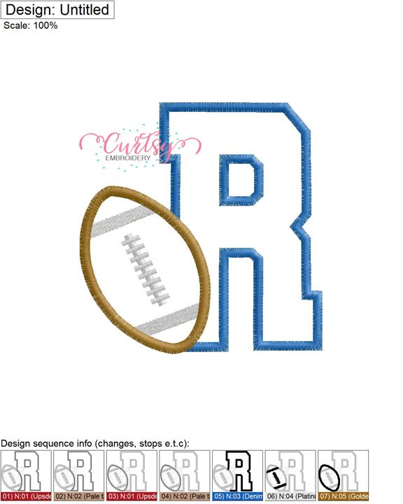 R Football Applique MAP