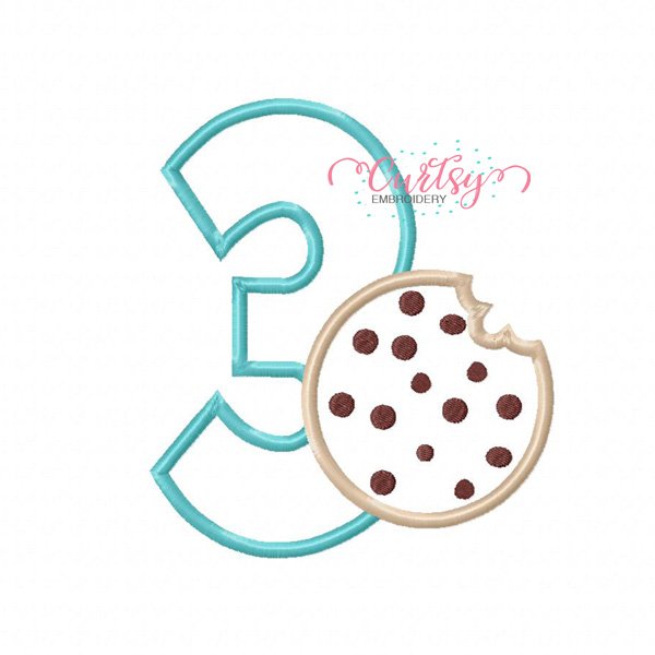 3rd Birthday Chocolate Chip Cookie Applique Design 3rd Birthday Chocolate Chip Cookie Applique Design
