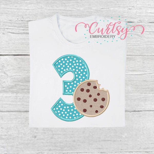 3rd Birthday Chocolate Chip Cookie Applique Picture 1 3rd Birthday Chocolate Chip Cookie Applique Picture 1