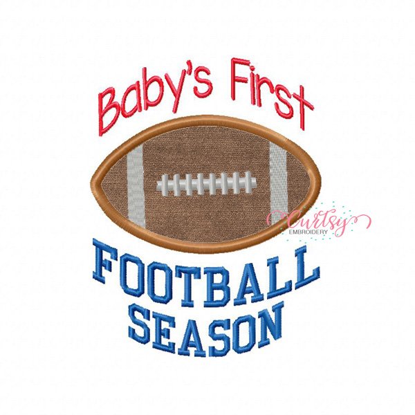 Babys First Football Season Applique Embridery Design Babys First Football Season Applique Embridery Design