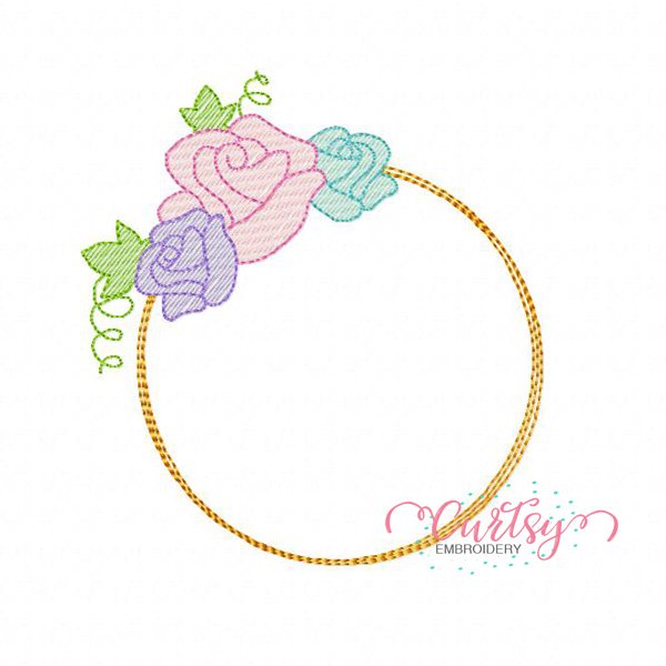 Floral Circle Sketch Frame Embroidery Design Floral Circle Sketch Frame Embroidery Design