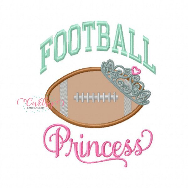 Football Princess Applique Embroidery Design Football Princess Applique Embroidery Design