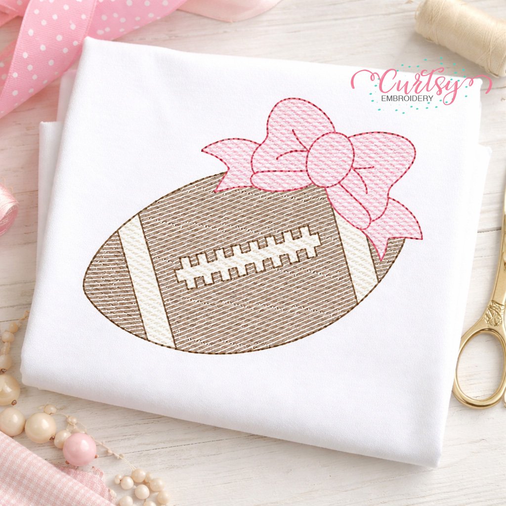 Football with Bow Quick Stitch Embroidery Design _ Logo 1 Football with Bow Quick Stitch Embroidery Design _ Logo 1