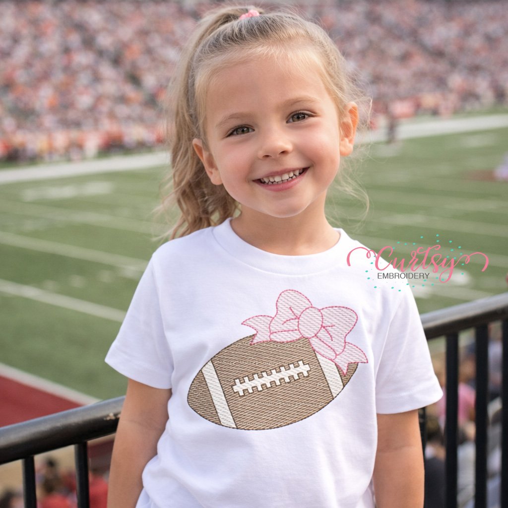 Football with Bow Quick Stitch Embroidery Design _ Logo 2 Football with Bow Quick Stitch Embroidery Design _ Logo 2