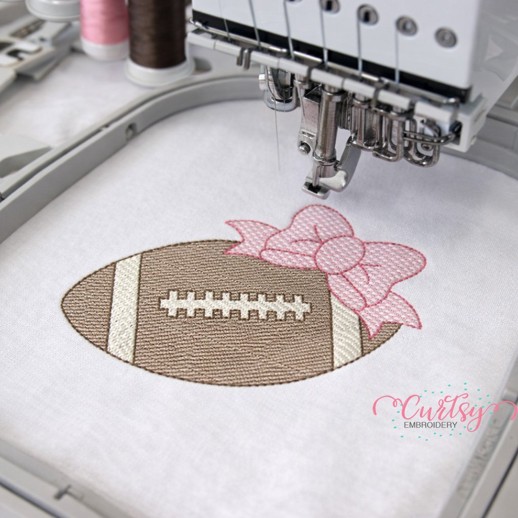 Football with Bow Quick Stitch Embroidery Design _ Logo 3 Football with Bow Quick Stitch Embroidery Design _ Logo 3