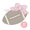 Football with bow quick stitch embroidery design