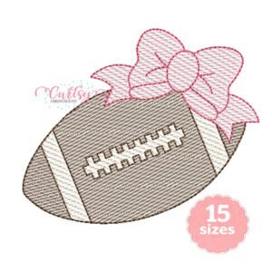 Football with bow quick stitch embroidery design