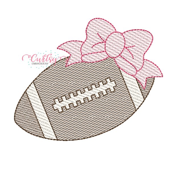 Football with Bow Quick Stitch Embroidery Design _ Website Football with Bow Quick Stitch Embroidery Design _ Website