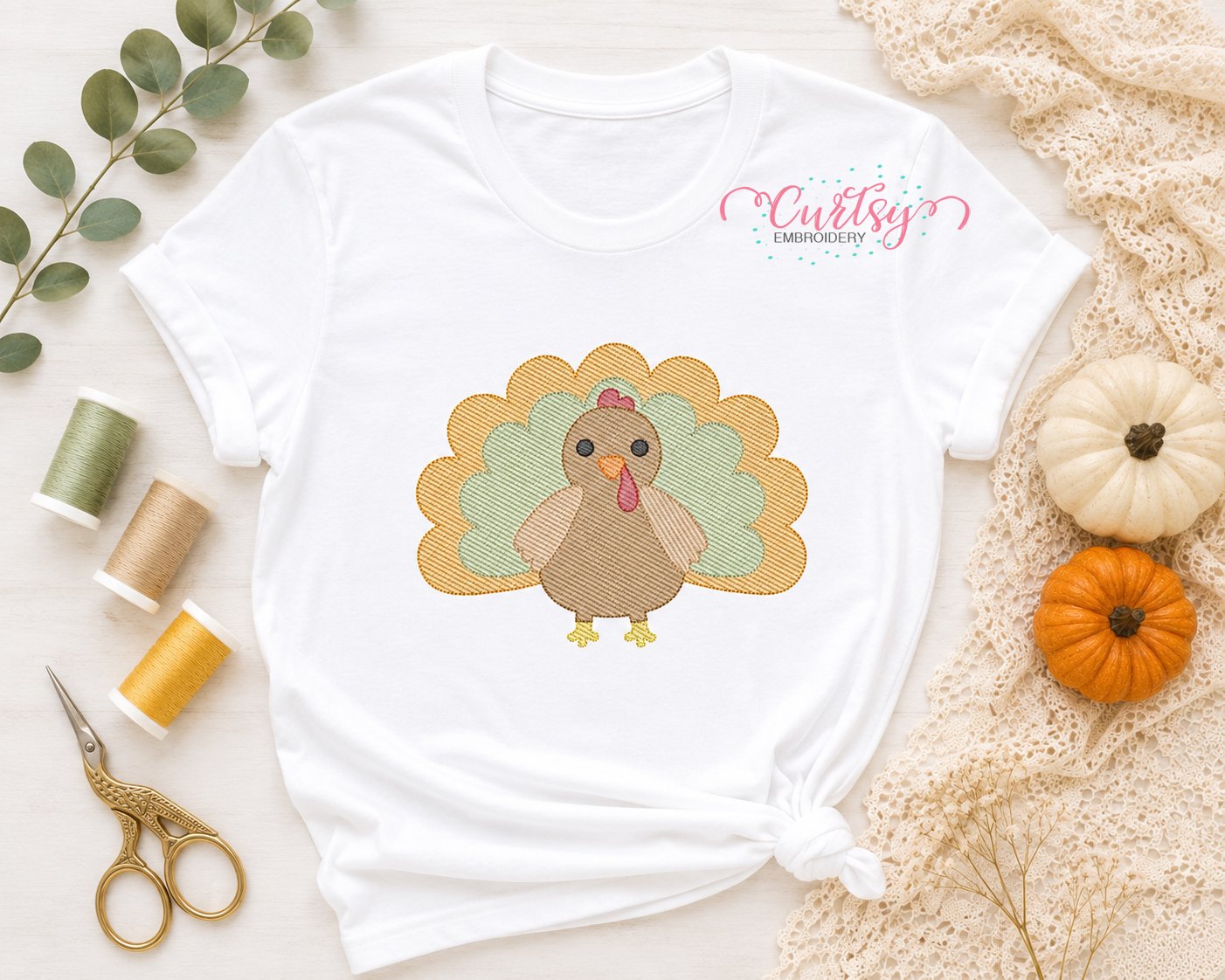 Sketch Fill Turkey Embroidery Design _ Logo 1