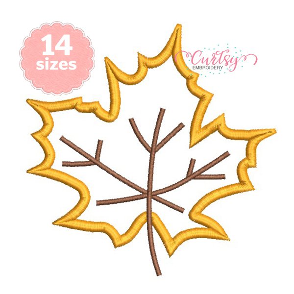 fall-leaf-applique-embroidery-design.jpg Fall Leaf Applique Embroidery Design with gingham fabric and golden satin stitching