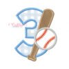 3rd Birthday Bat and Ball Applique Design
