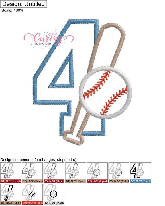4 Bat and Ball Applique MAP 4 Bat and Ball Applique MAP