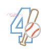 4th Birthday Baseball Bat and Ball Applique Design 4th Birthday Baseball Bat and Ball Applique Design