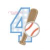 4th Birthday Baseball Bat and Ball Applique Embroidery Design 4th Birthday Baseball Bat and Ball Applique Embroidery Design